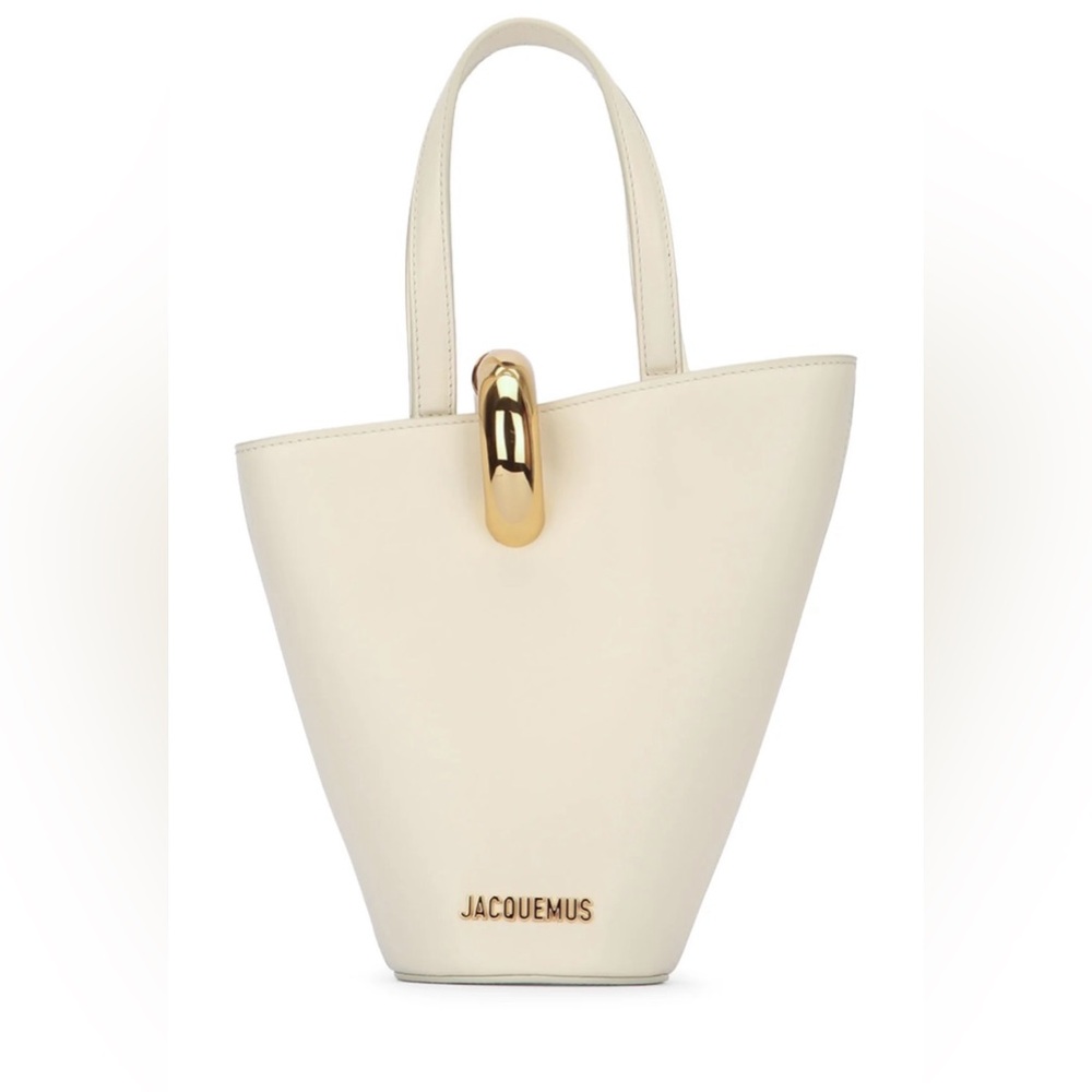 Jacquemus white le petit bambola bag with Gold Accent
